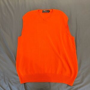 RLX Ralph Lauren Knit Vest Men LARGE Orange Pullover Golf Preppy